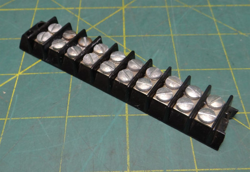 Panel Mount Barrier Electrical Terminal Block 2 Row 10 Position 4.26in Length