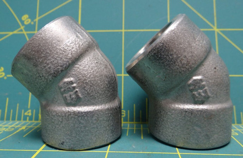 45 Degree Elbow Pipe Fitting 1/2" Socket Weld SA182 316L/316 B724 3M, Lot of 2