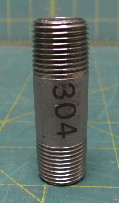 3/8" Male NPT X 2"L 304 Stainless Steel Straight Pipe Nipple Fitting Adapter