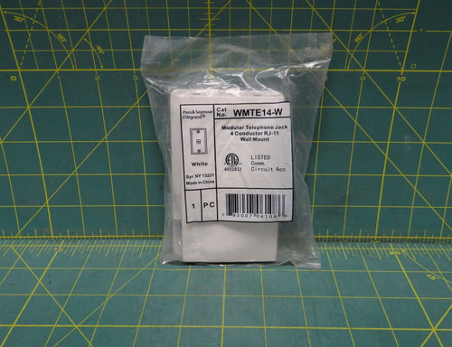 Legrand WMTE14-W White Modular Telephone Jack 4 Conductor RJ-11 Wall Mount 
