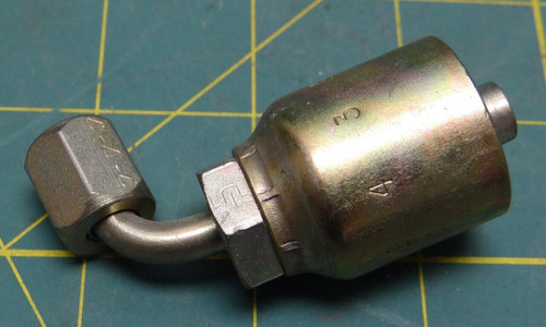 Parker 13943-4-6 Female JIC 37°, Swivel, 90° Elbow – Short Drop, 43 Series