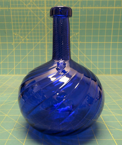 Pairpoint Cobalt Glass Zanesville Swirl Style Hand-Blown Glass Vase 7.3" Tall