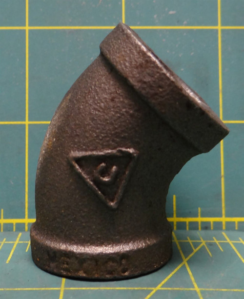 1/2" Pipe Size Malleable Iron Threaded Elbow, 45 Degree, FNPT Type 