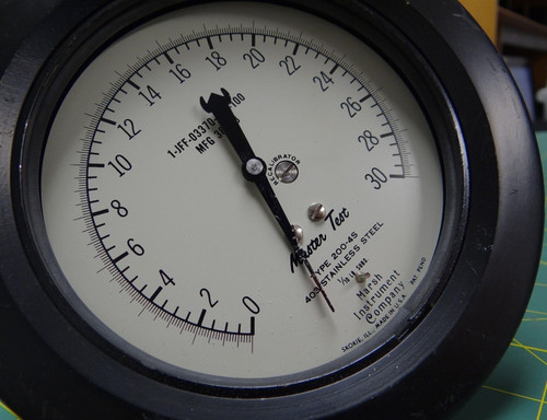 *Missing Window* Marsh Instrument Company 4-1/2" Master Test Gauge 30PSI 1/4" NP