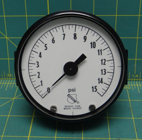 Ashcroft 3-1/2" Dial Pressure Gauge, 0-15 PSI, Back NPT 1/4 6685-00-097-8923
