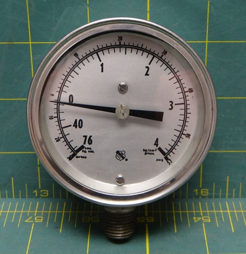 2.5" Ashcroft Pressure Gauge  30-0-57 PSIG  76-0-4 kg/cm sq. Bottom 1/4" NPT