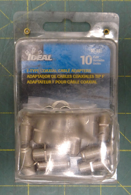 Pack of 10 Ideal Industries 85-031 F-type Coaxial Cable Adapters, Nickel Plating