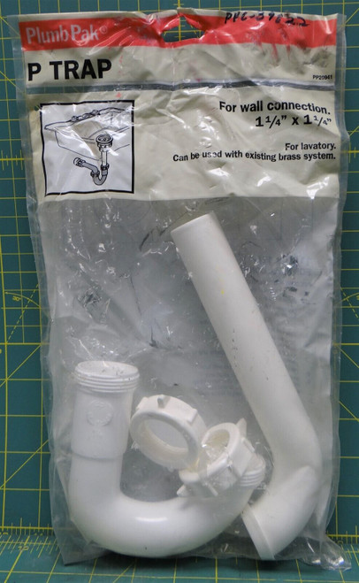 Plumb Pak PP20941, 1 1/4 Inch Slip Joint, PVC P Trap, White
