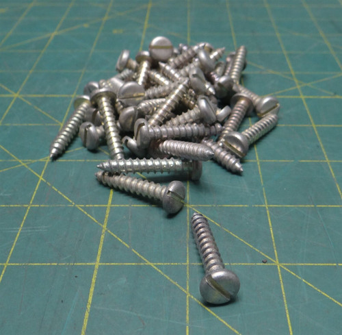 (Lot of 40) #10 x 1-1/4" Length Zinc-Plated Steel Pan Head Slotted Tapping Screw