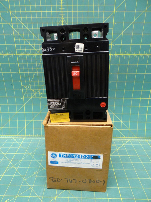 GE THED124020 20 Amp, 2 Poles, 240/480VAC, 250VDC Molded Case Circuit Breaker