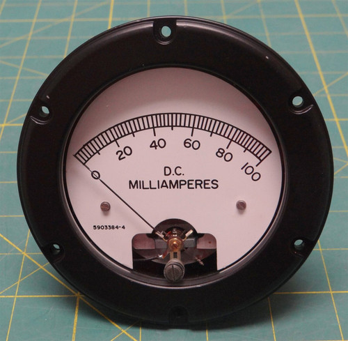 Panel Ammeter 0 - 100 DC Milliamperes P/N 5903384-3 NSN 6625-01-149-4740 4.5"