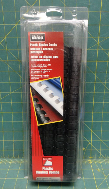 Pack of 25 Ibico 3/4 Inch Black Plastic Binding Combs, 19 Rings, Stock No. 18382