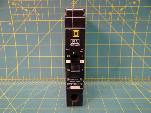 Square D EDB14020 Circuit Breaker, 20 Amp, 1 Pole, 277VAC, 18k