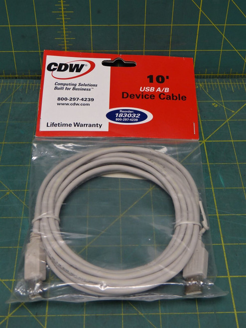 CDQ USM A to USB B 10 Foot Device Cable PN: 183032