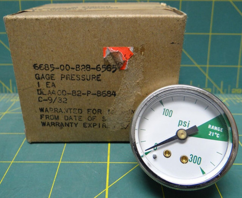 1.5" Ametek Pressure Gauge 0-300 PSI  1/8 NPT Back Connection 6685-00-828-6565