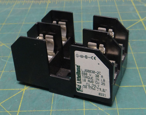 Littelfuse Fuse Holder LJ60030-2C 600 V 30 A 10 AWG CU Only Class J DIN Rail 