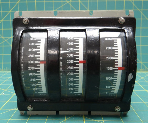 ElectroSyn Three Meter Indicator Panel, Hydraulic Pressure, P/N 104-0104-012