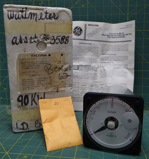 Yokogawa Wattmeter AB-40  Y103221ARBU1 0-40/80/120 KWAC For Parts/Not Working