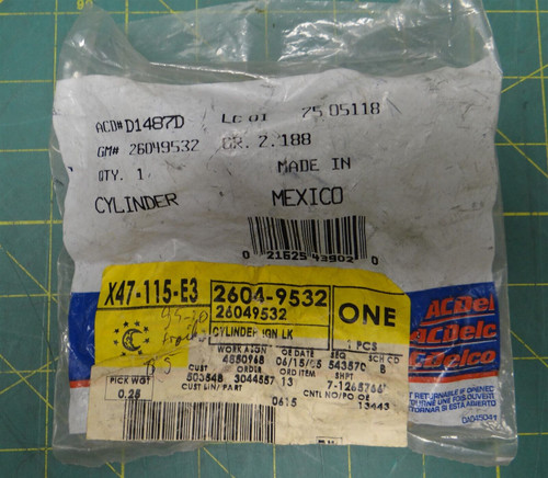 ACDelco D1487D GM 26049532 Ignition Lock Cylinder Uncoded for Cadillac & More