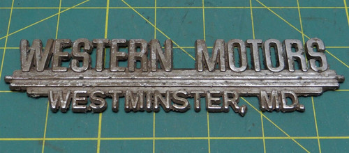 Vintage "WESTERN MOTORS" Westminster, MD. Car Dealership OEM Emblem