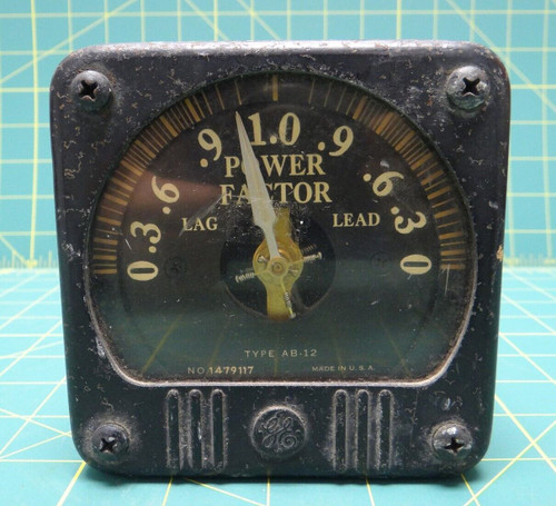 General Electric Power-Factor Meter, 1479117, Model 8AB-12EAA1 Type AB-12, 0-1-0