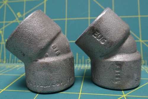 45 Degree Elbow Pipe Fitting 1/2" Socket Weld SA182 F316 3000 B16, Lot of 2
