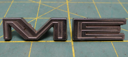Vintage OEM Metal Letters "M" "E" Emblem Car Badge P/N 464 and 461