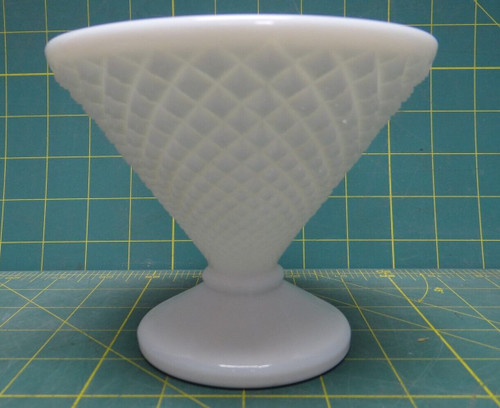 Vintage English Hobnail White Milk Glass Compote 4 1/4 Inches Tall