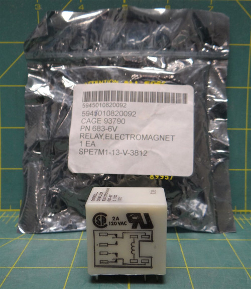 Cornell-Dubilier 683-6V 6V DC 5A Electromagnet Relay SN: 5945-01-082-0092