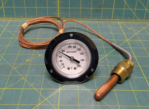 REOTEMP Vapor Actuated Thermometer 2" Dial 0-150°F Copper Capillary V20FR49C05K2