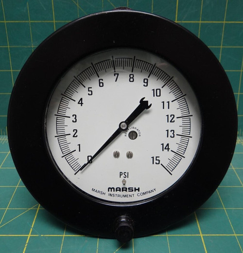 4 1/2" Marsh 0-15 psi Pressure Gauge LBM 1/4 