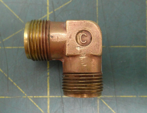 3/4"-20 Male SAE Threaded 90° Elbow Brass Pipe Fitting Adapter 1-1/2" Length 