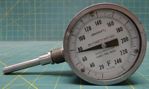 3" Ashcroft Self-Indicating Thermometer 20-240 Degrees F 6685-00-782-5251