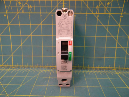 GE TEYL1020B Circuit Breaker, 20 Amp, 1 Pole, 277VAC, 65k