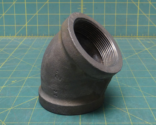 2" NPT 2C Forged Steel 45° Elbow Fitting, 4.25" Height, 4" Length, 3.25" Width