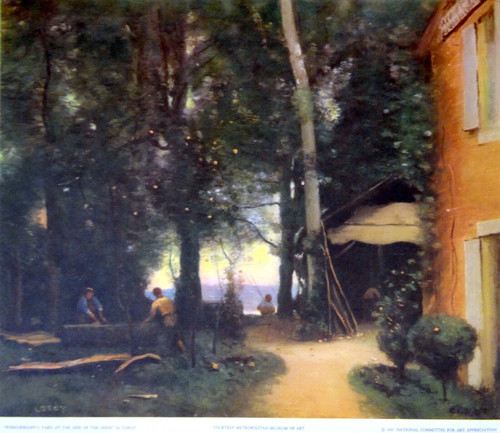 Corot's "Wheelwright's Yard at the Side of the Seine" 1937 Lithograph Print
