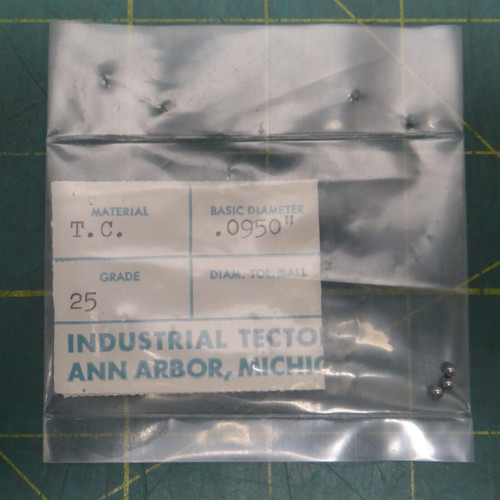 Qty 3 0.095" Dia Industrial Tectonics Inc Grade 25 Tungsten Carbide Bearing Ball