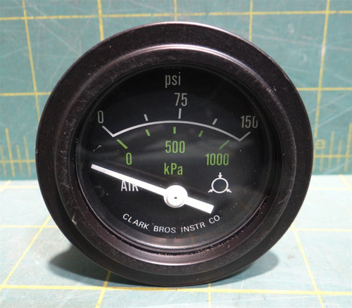Clark Brothers 2" Panel Mount Air Pressure Gauge 0-150 PSI, 0-1000 kPa, E-512