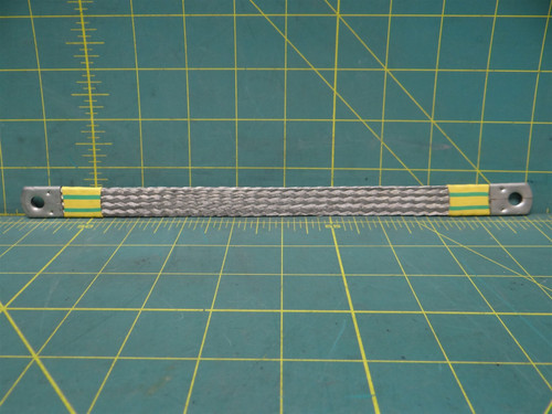 Muller Martini Insulated Tinned Copper Ground Strap 10-1/2" L x 1/2" W 1/4" Hole