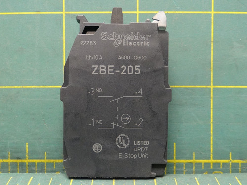 Schneider Elec. Contact Block ZBE-205 22mm Panel Mounting Size 1NO/1NC Momentary
