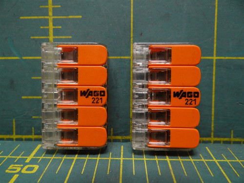 (Qty: 2) Wago 221-415 Terminal Butt Splice Compact Splicing Connector 5 Ports