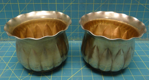 Lot of 2 Brass Bowls/ Vases Candy Dish 5" X 6" Made in India 