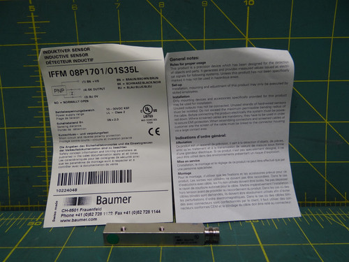 Baumer IFFM 08P1701/O1S35L Inductive Proximity Switch M8 Connector Rectangular