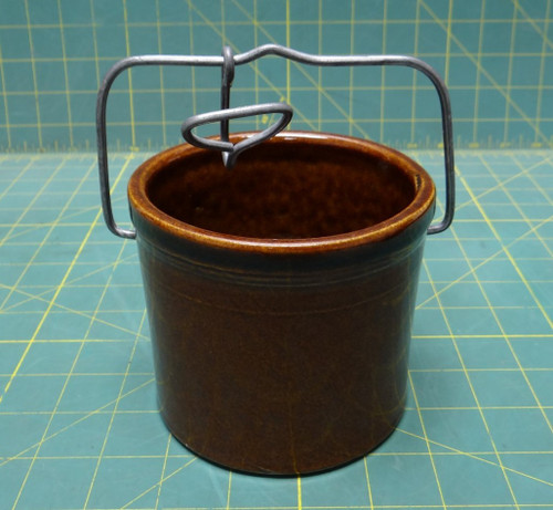 3 3/4" Stoneware Crock Bucket with Handle for Hanging Carrying