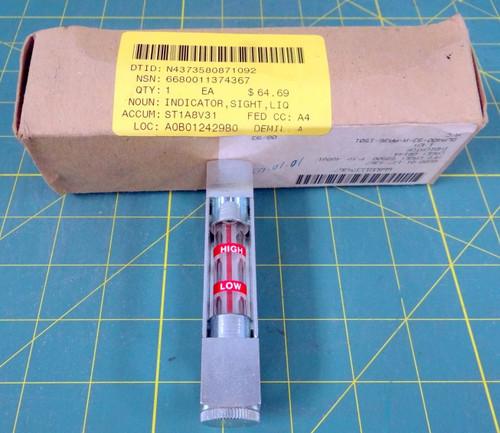 Tennant Co. Liquid Sight Indicator PN 48081 for Hydraulic Fluid 6680-01-137-4367