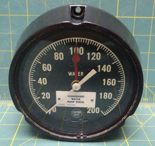 Certified Gauge NYC 200 PSI Condenser Water Pump Discharge Gauge 4 1/2" 1/4" NPT