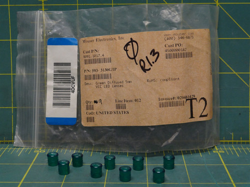 (Qty: 9) VCC CMC_321_ATP LED Lenses Green Diffused 5mm Polycarbonate Transparent
