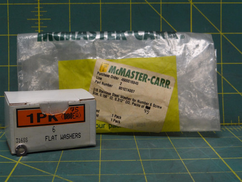 (Qty: 75) #6 Screw Size 0.156" ID Corrosion-Resistant Stainless Steel Washer