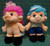 10" Trolio Troll Dolls 1992, Blue and Pink Hair Plush Stuffed Animal (Lot of 2)