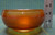 Orange Iridescent Carnival Glass Round Pressed Glass Bowl Candleholder 2.5" Tall
